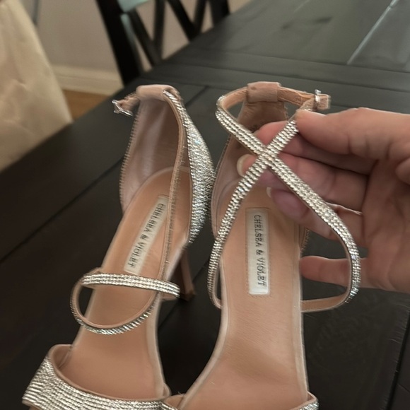 Chelsea & Violet Cream Heels with Crystal Embellishments - Picture 3 of 5